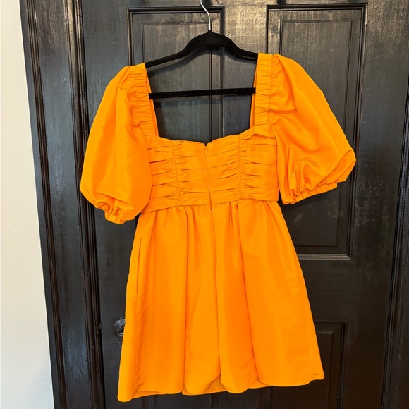 Self Portrait Cannary Yellow Taffeta Mini Dress - Picture 4 of 6